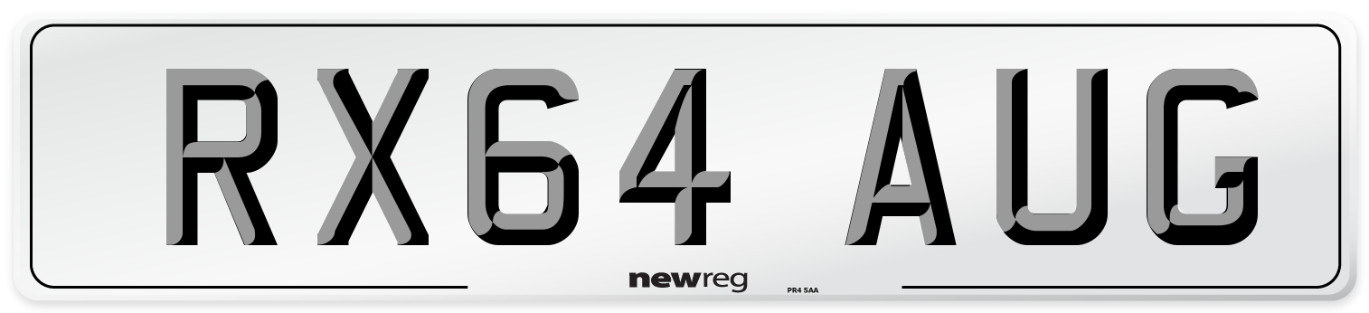 RX64 AUG Number Plate from New Reg
